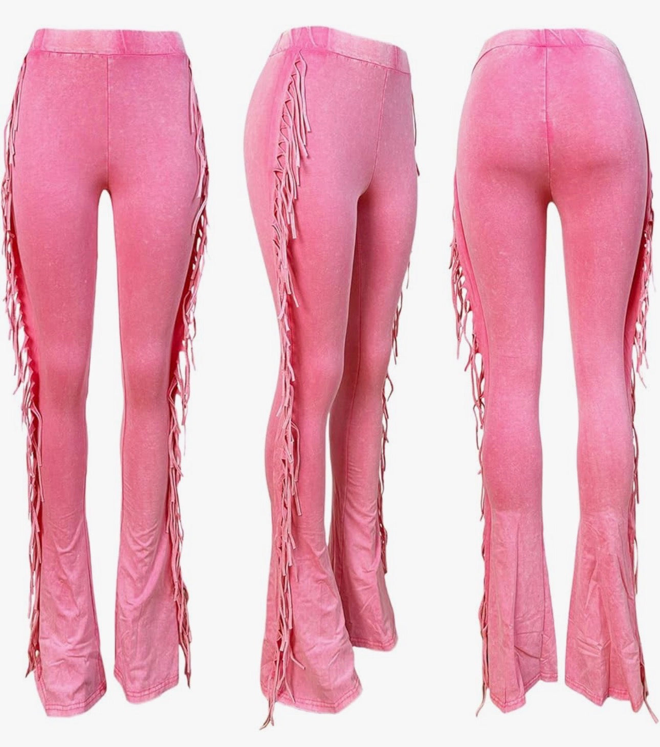 High Waist Fringe Flare Leggings - DiiorMii