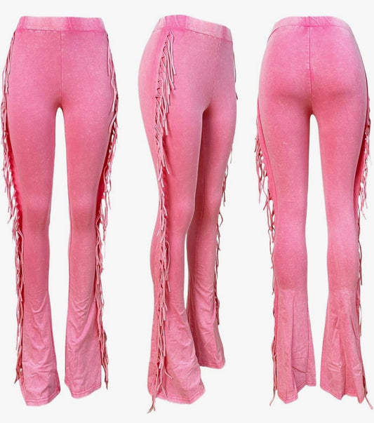 High Waist Fringe Flare Leggings - DiiorMii